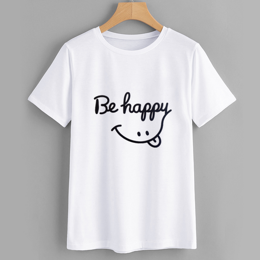 SmileBe Be Happy Graphic Cotton T-Shirt
