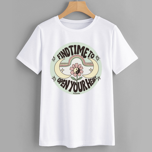 Retro Flower Yin Yang Cotton Graphic T-Shirt