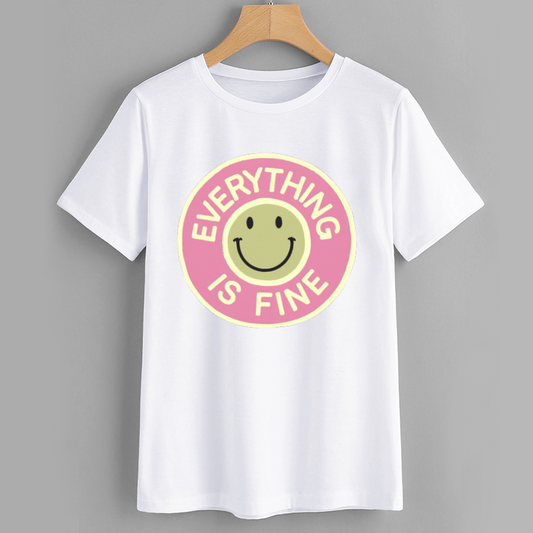 Smile Print Cotton Graphic T-Shirt