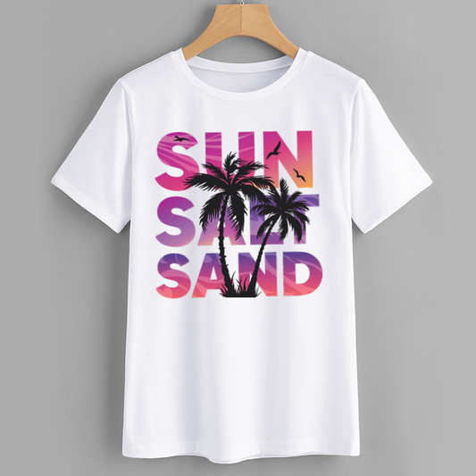 Sun Salt Sand Palm Tree Cotton T-Shirt