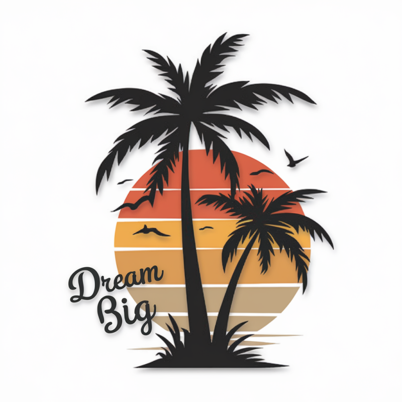 Dream Big Sunset Palm Cotton Graphic T-Shirt