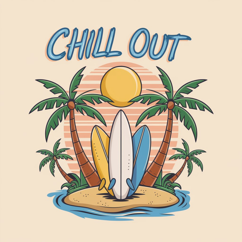 Chill Out Surfing Graphic T-Shirt