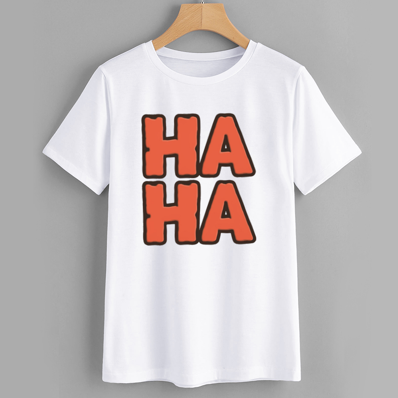 Funny 'HA HA' Graphic Tee - Unisex White T-Shirt