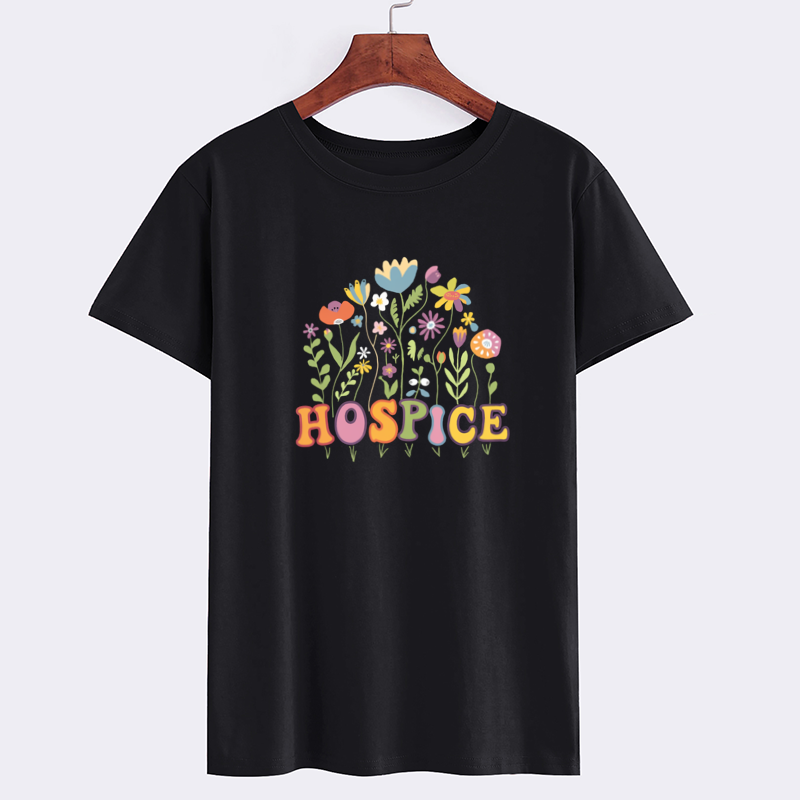 Floral Hospice Graphic T-Shirt for Everyday Comfort