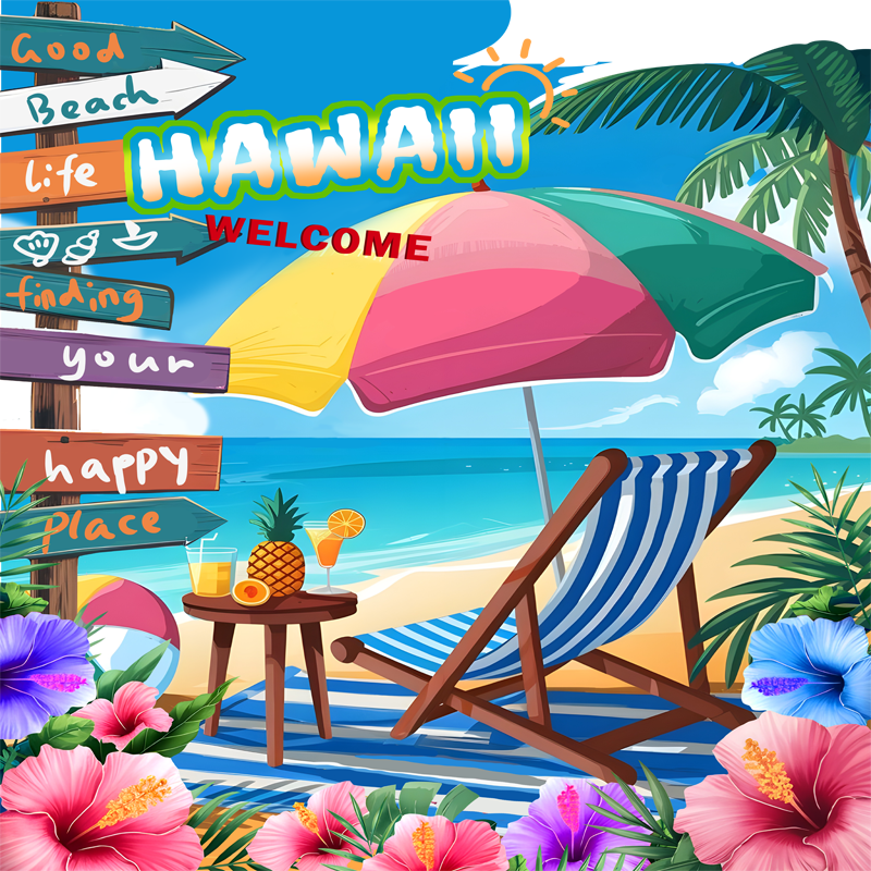 Hawaiian Leisure Vacation Pattern Button-Down Shirt