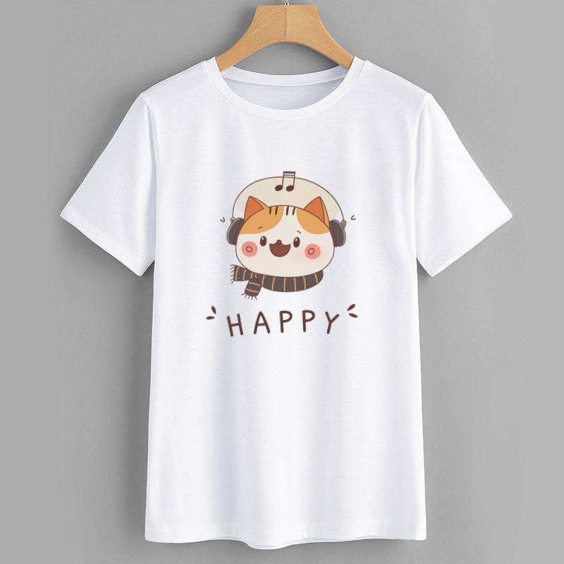 Cute Happy Cat Graphic T-Shirt