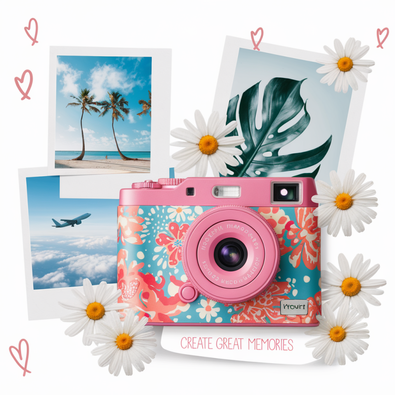 Creative Memories Graphic T-Shirt with Floral Camera Design