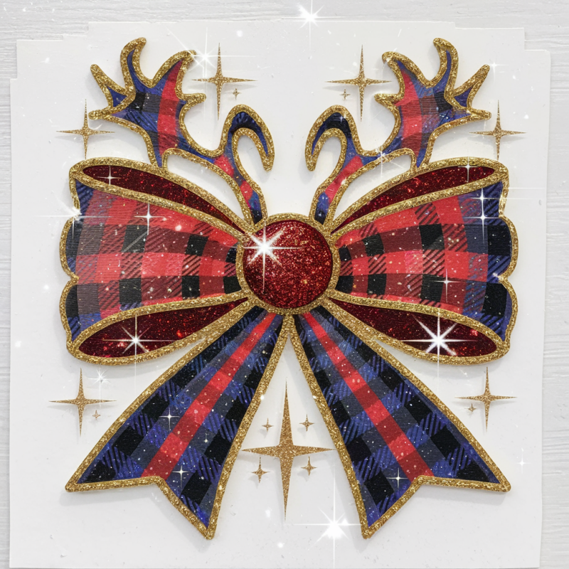 Plaid Bow Graphic T-Shirt