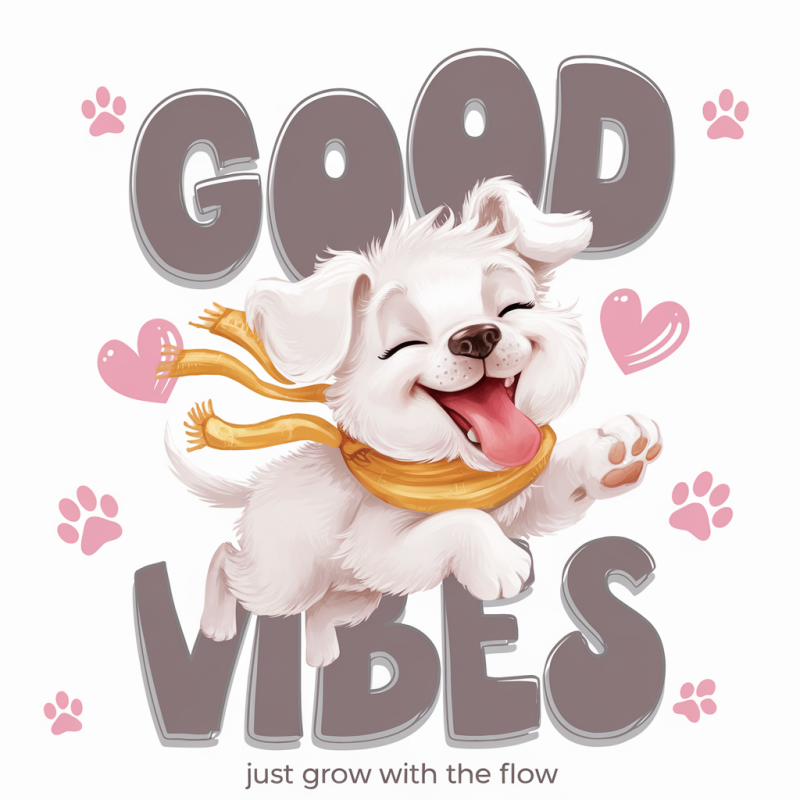 Good Vibes Cute Dog Graphic T-Shirt