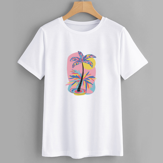 Tropical Palm Tree Graphic T-Shirt for Casual Summer Wear
