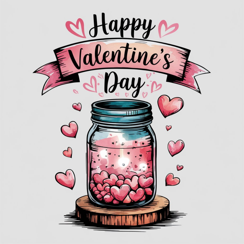 Happy Valentine's Day Heart Jar Graphic Tee