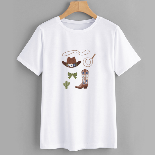 Floral Cowboy Graphic T-Shirt
