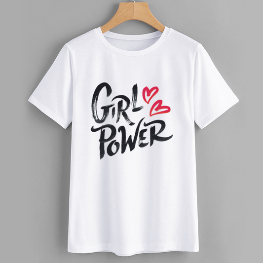 Girl Power Motivational T-Shirt with Heart Design