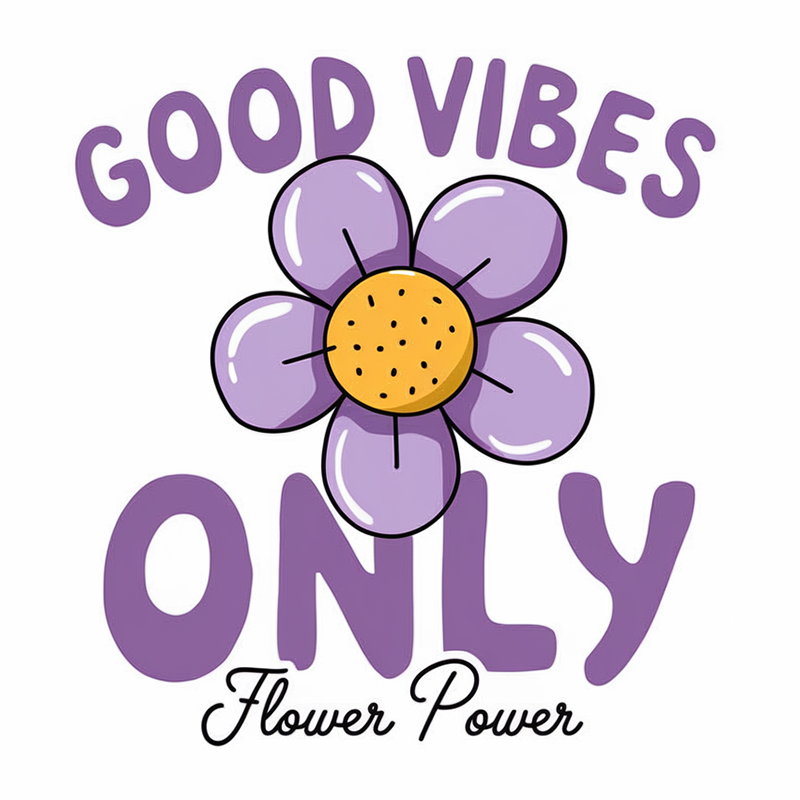 Floral Pattern 'GOOD VIBES ONLY' T-shirt