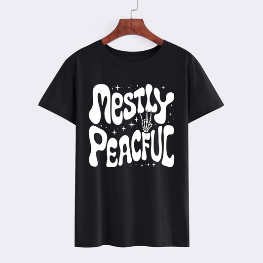 Mostly Peaceful Graphic T-Shirt - Black Casual Wear