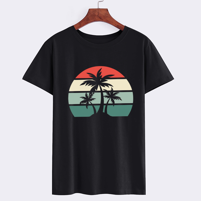 Retro Sunset Palm Tree Graphic T-Shirt