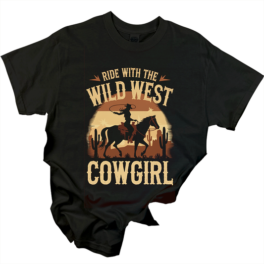 Ride with the Wild West Cowgirl T-shirt