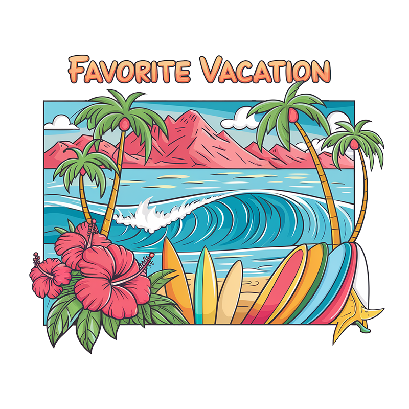 Casual Graphic Top - Favorite Vacation T-Shirt