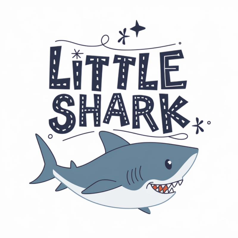 Little Shark Cartoon Graphic T-Shirt for Kids