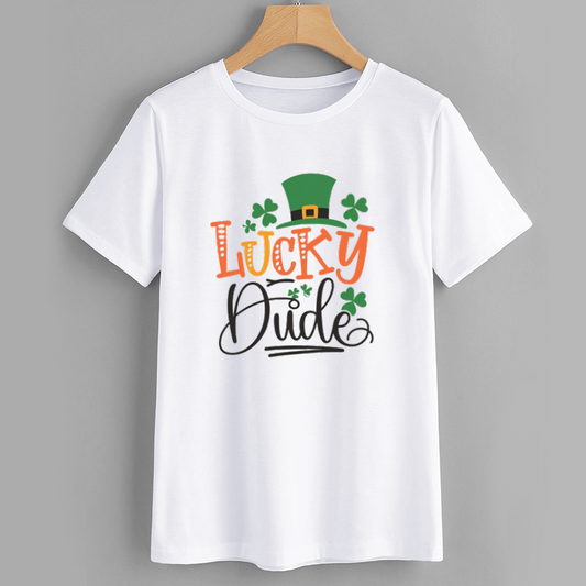 Lucky Dude Cotton Graphic T-Shirt