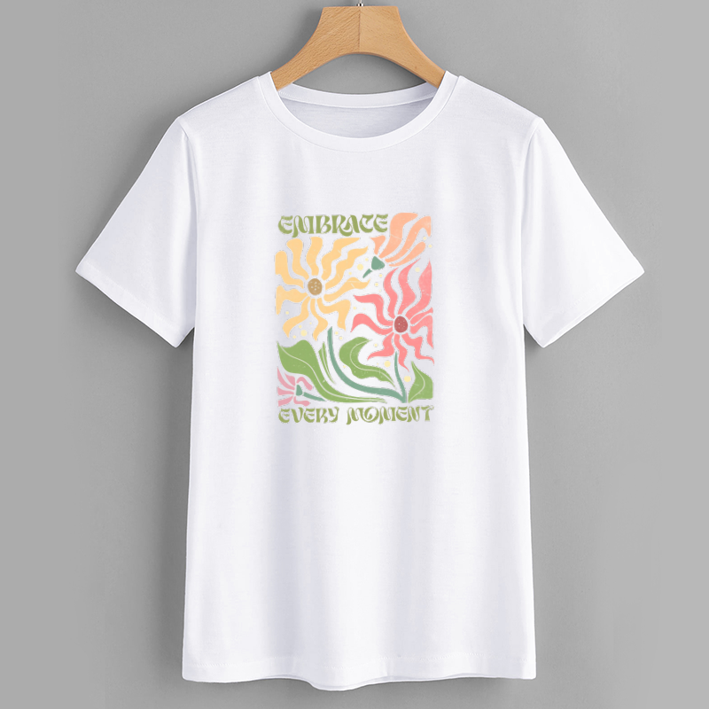 Floral Graphic T-Shirt with Positive Message