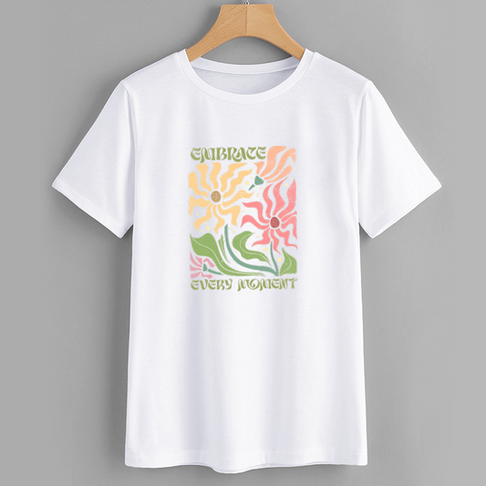 Floral Graphic T-Shirt with Positive Message