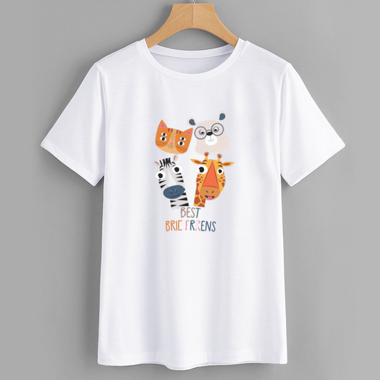 Cute Animal Graphic T-Shirt for Kids - Best Friends Design