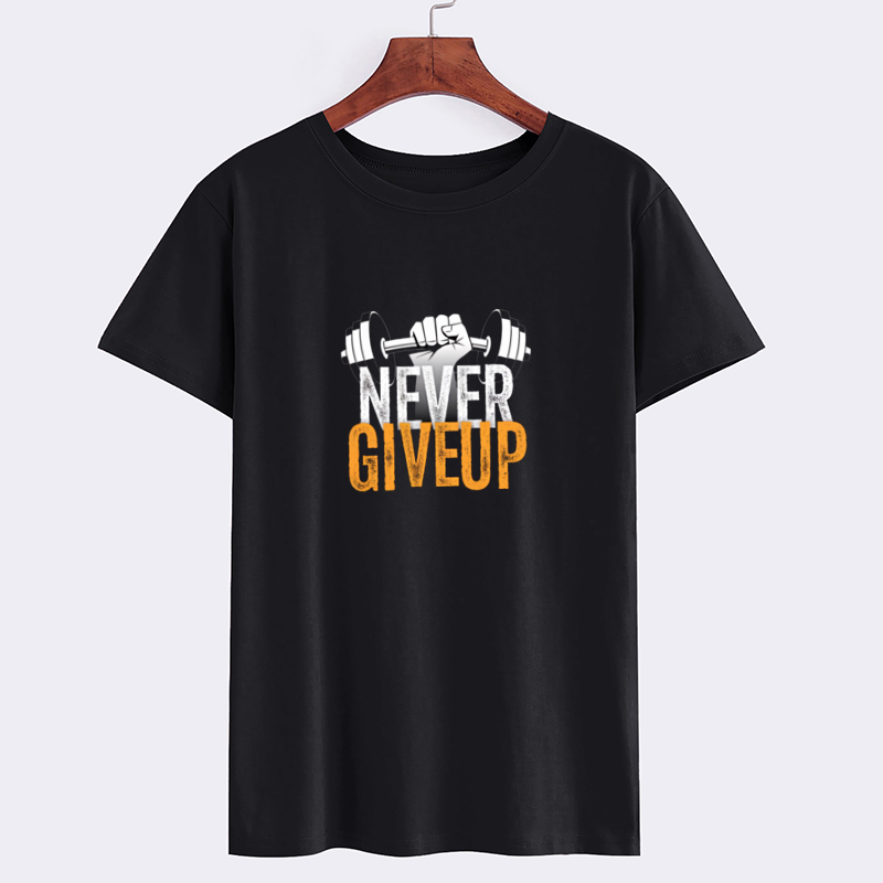 Never Give Up Fitness T-Shirt for Gym Enthusiasts