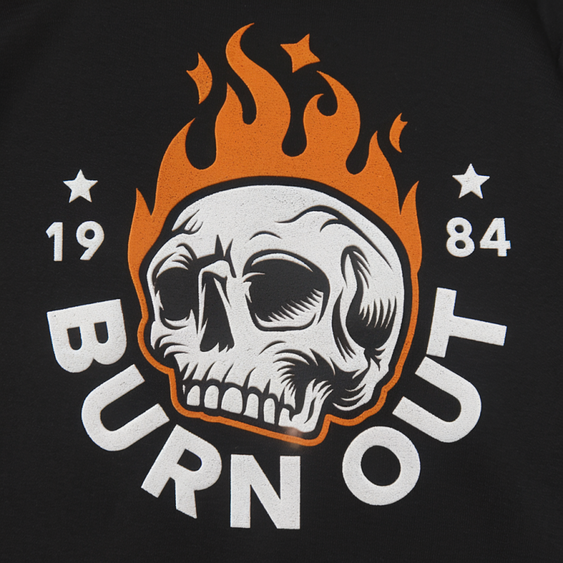 Vintage Burn Out Skull Graphic T-Shirt