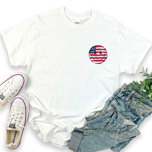 Smiley Face American Flag T-Shirt