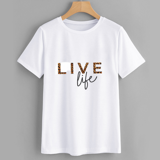 UrbanChic Leopard Print LIVE Life Cotton T-Shirt