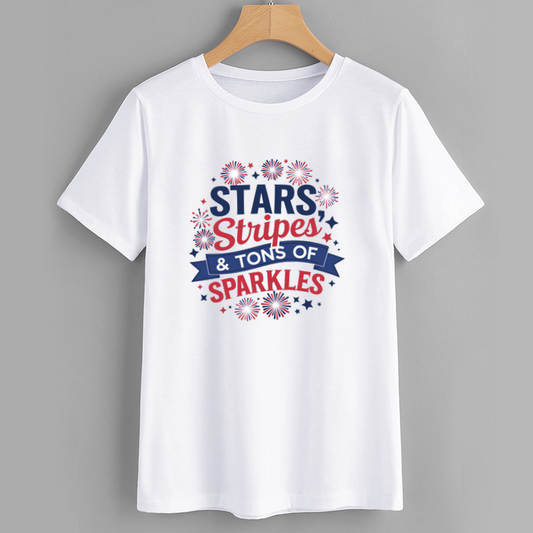 Stars Stripes & Tons of Sparkles Patriotic T-Shirt