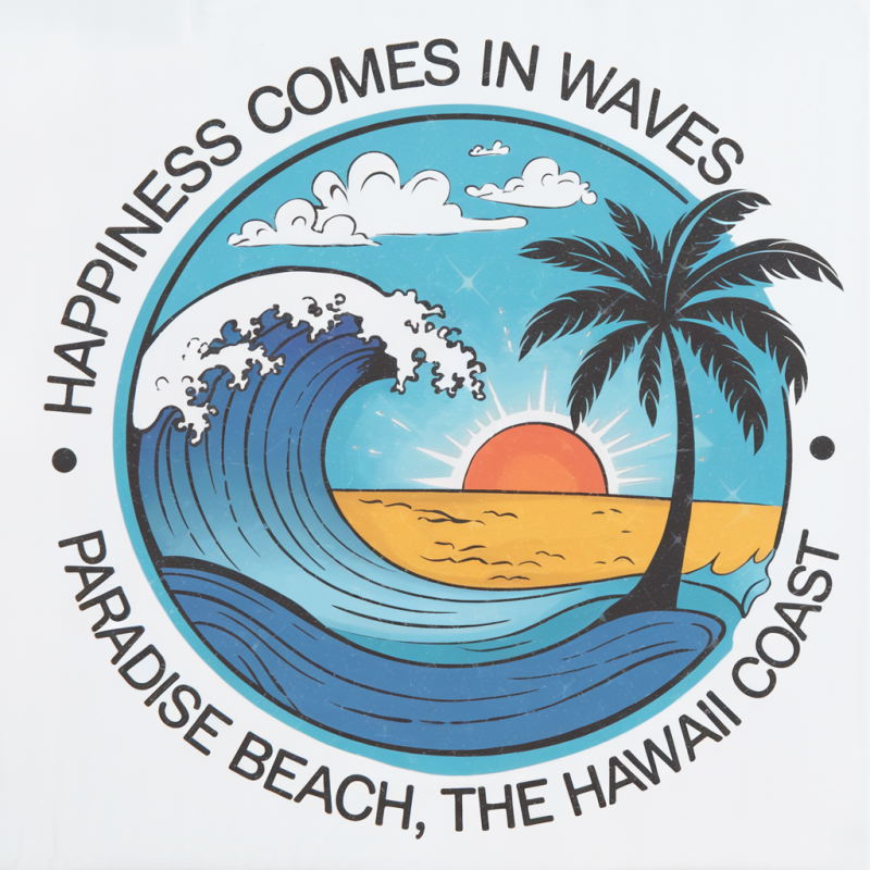 Happiness Comes In Waves Paradise Beach T-Shirt