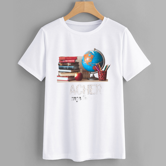 Creative Teacher Globe and Books Graphic T-Shirt