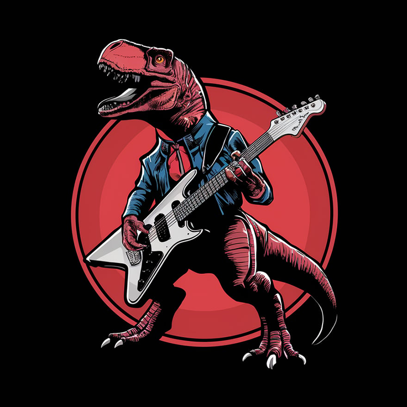 Rocking Dinosaur Graphic T-Shirt