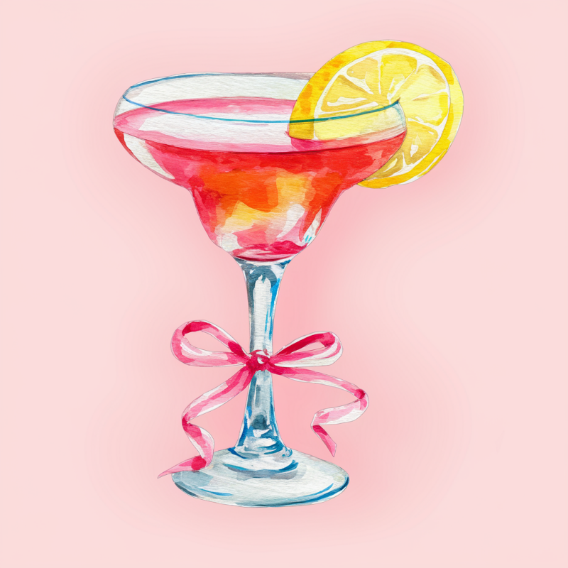 Cocktail Glass Graphic T-Shirt with Lemon Slice Design