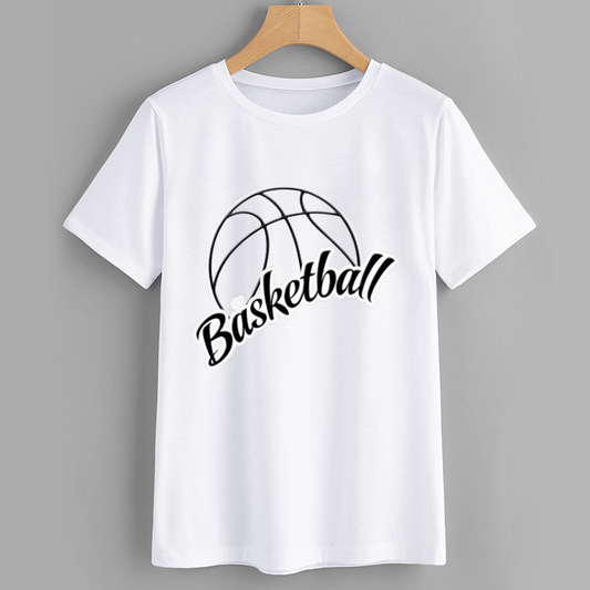 Sporty Basketball Graphic Cotton T-shirt