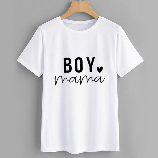 Boy Mama Cotton Letter Print Graphic T-Shirt