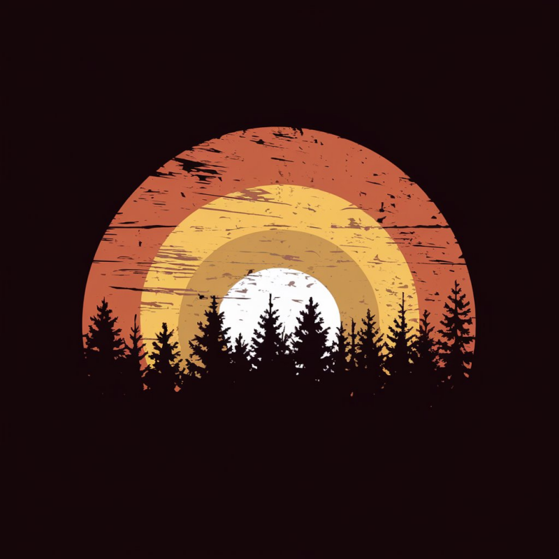 Sunset Forest Graphic Tee - Unisex Casual Black T-Shirt
