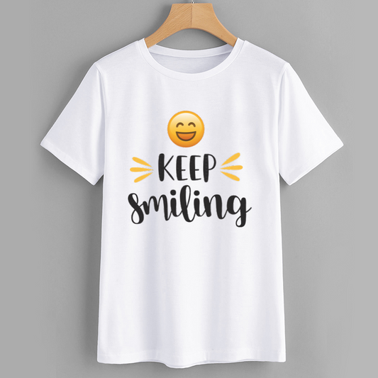 HappySmile Cotton White T-Shirt Casual