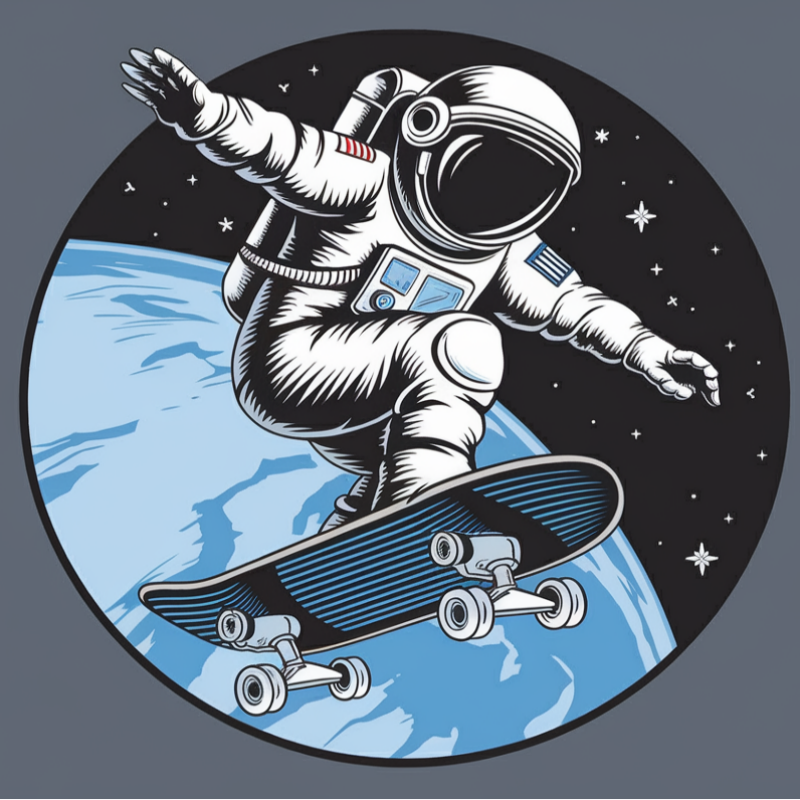 Cosmic Skateboarding Astronaut Graphic T-Shirt