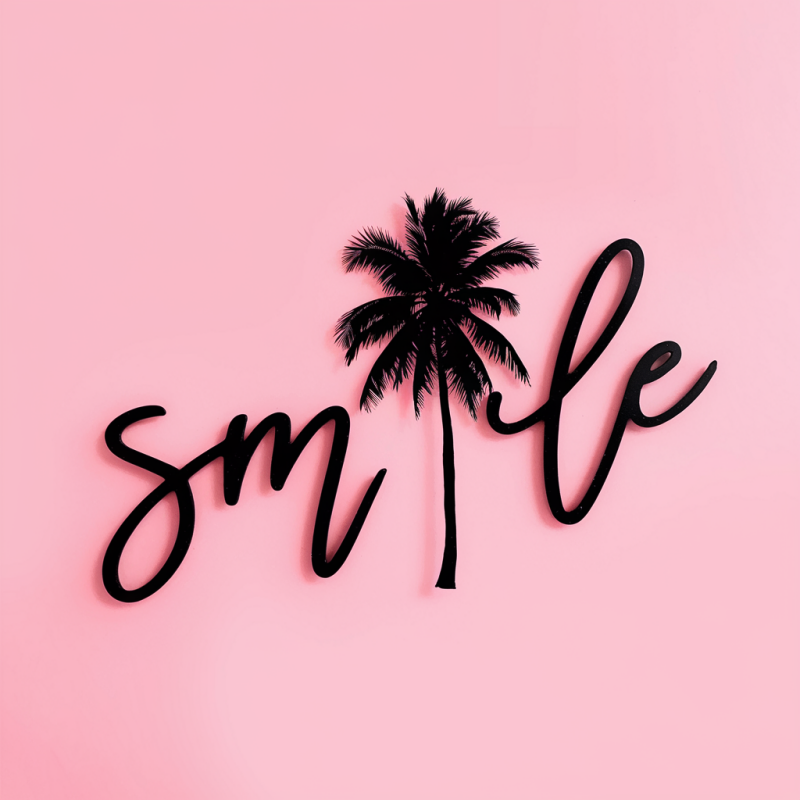 Smile Palm Tree Graphic Cotton T-Shirt