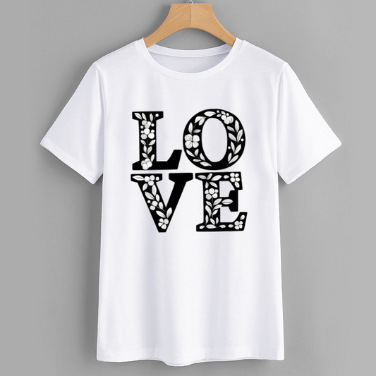 UrbanLeaf LOVE Floral Graphic Cotton T-Shirt