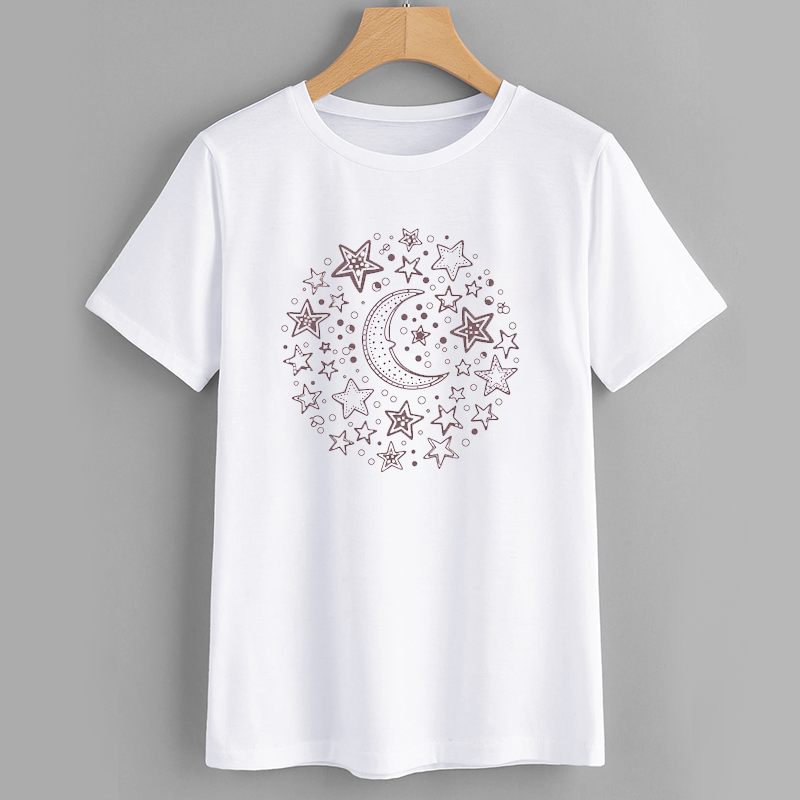 Celestial Moon and Stars Graphic T-Shirt