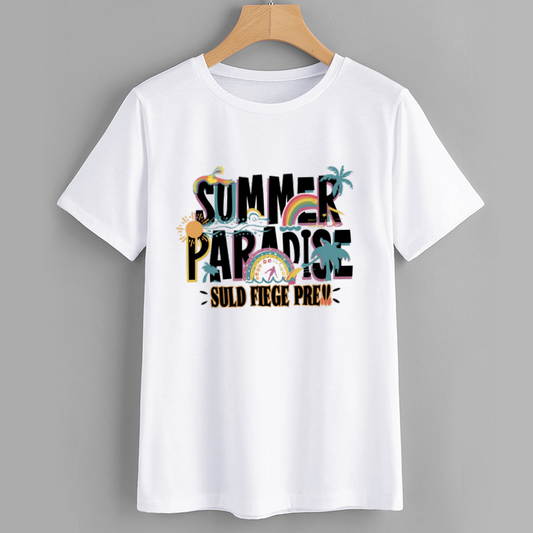 Breezy Cotton Summer Paradise Graphic T-Shirt