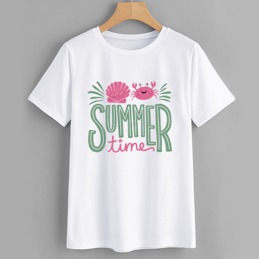 Summer Vibes Crab & Seashell Graphic T-Shirt
