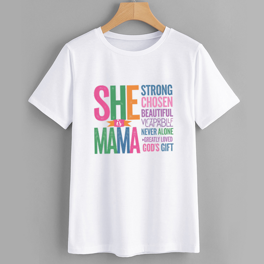 Mama Colorful Inspirational Quote Cotton T-Shirt