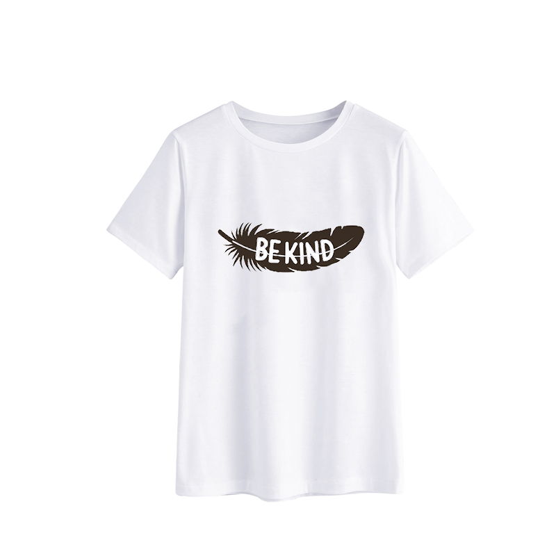 Be Kind Feather Print T-Shirt - Inspirational Graphic Tee
