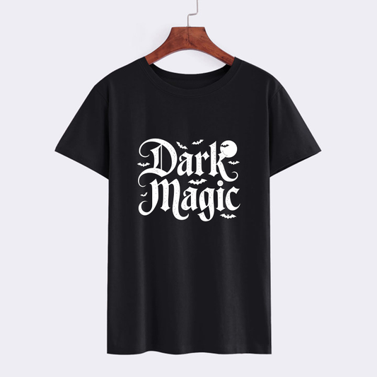 Dark Magic Graphic Tee - Black T-Shirt with Bat Design