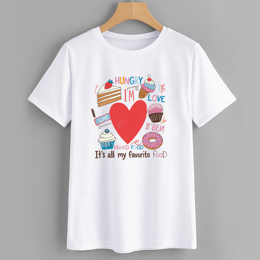 Cotton Heart Graphic T-Shirt Casual Tee